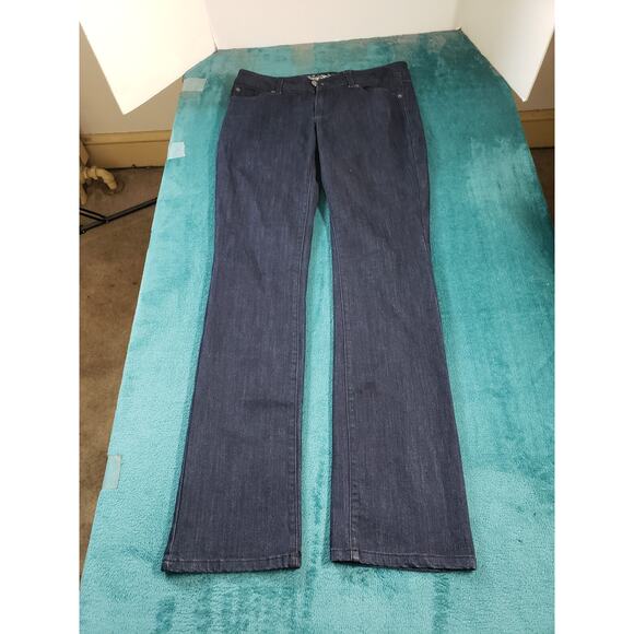 Express Jeans Sz 4 Womens Blue Stretch Pants Ladies Mid Rise Denim Bootcut Dark - Picture 2 of 14